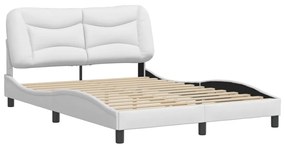 3208003 vidaXL Cadru de pat cu tăblie, alb, 140x200 cm, piele ecologică