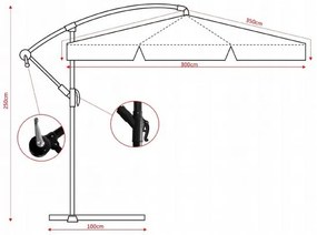 Umbrelă de grădină 350cm GRI Trabem