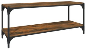 vidaXL Comodă TV, stejar fumuriu, 100x33x41 cm, lemn prelucrat și oțel