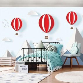 Fototapet - Zbor cu balon peste munți (152,5x104 cm)