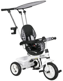 HOMCOM Triciclu Copii cu Umbrelă Pliabilă, Cană Detașabilă și Coș de Depozitare 105 x 47 x 98 cm Oțel Alb și Negru | Aosom Romania