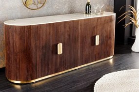 Comoda TV design retro Gatsby 180cm mango/ marmura alba