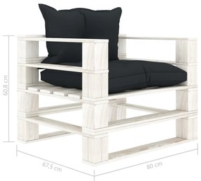 Set mobilier gradina din paleti cu perne antracit 7 piese, lemn Antracit si alb, 1