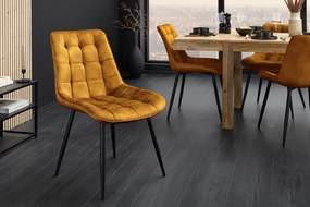 Set de 4 scaune ROADSTAR catifea galben mustar