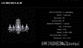 Candelabru cu 5 brate Cristal Bohemia