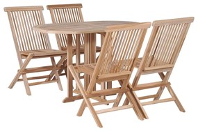 44663 vidaXL Set mobilier de exterior pliabil, 5 piese, lemn masiv de tec