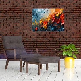 Tablou pe sticlă - Pictură abstractă de flori III. (70x50 cm)