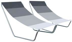 Set de 2 sezlonguri pliante pentru plaja SAND, dungi gri