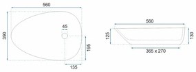 Lavoar asimetric pe blat Rea Greta 56 cm