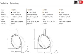 Lustra LED reglabila design circular VINCENT 40 BK