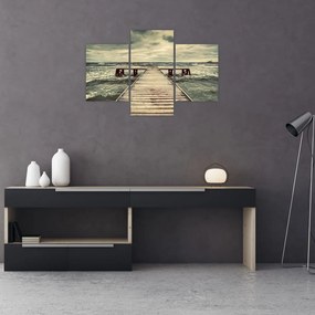 Tablou cu dig din lemn la mare (90x60 cm)