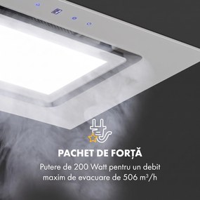 Klarstein Hektor Brilliant Edition, hotă încorporată, 52 cm, 506 m³ / h, touch, sticlă, alb