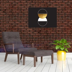 Tablou pe sticlă - Abstracție de aur și negru N⁰2 (70x50 cm)