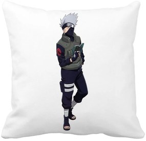 Perna Decorativa cu Naruto Kakashi, 40x40 cm, Alba, Mata, Husa Detasabila, Burduf