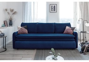 Canapea extensibilă din catifea Miuform Tender Eddie, albastru marin