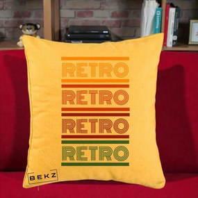Perna Decorativa RETRO Text Multicolor, 40x40 cm, Galben, Husa Detasabila, Perna Inclusa, BEKZ®