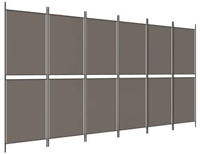 350224 vidaXL Paravan de cameră cu 6 panouri, antracit, 300 x 180 cm, textil
