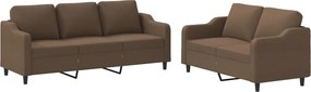 vidaXL Set de canapele cu perne, 2 piese, maro, textil