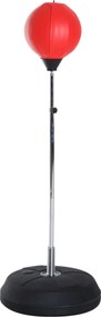 HOMCOM Sac de Box de Podea cu Înălțime Reglabilă, Mănuși de Box și Bază Umplută, 43x43x126-144 cm, Roșu | Aosom Romania