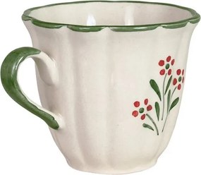 Cană din ceramică pictată manual, Ø 10,5 x H 9,5 cm, verde, „Esther Wildflower"