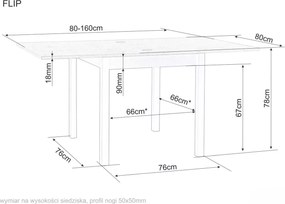 Masa extensibila de dining FLIP 80(160)X80 cm, stejar Cremona Torro/casmir