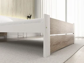 Pat de o persoana stejar sonoma/alb, IKAROS DOUBLE 90 x 200 cm Saltele: Cu saltele Coco Maxi 20 cm, Somiera pat: Fara somiera