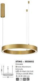 Lustra LED suspendata design circular STING Bronz 60cm