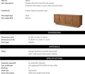 Comoda Design LUX, Lemn, Rattan, Borchard