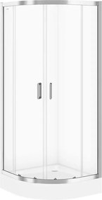 Cabina de dus semirotunda Cersanit Arteco cu 2 usi culisante 80x80 crom