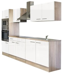 Mobilă de bucătărie Yorki 270 cu corp din stejar sonoma și față alb satinat