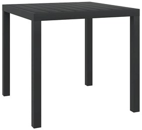 vidaXL Masă de grădină, negru, 80 x 80 x 74 cm, aluminiu și WPC