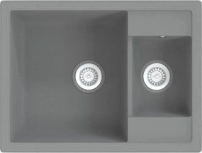vidaXL Chiuvetă de bucătărie dublă cu orificiu de preaplin, gri granit