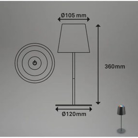 Lampă LED RGB reîncărcabilă dimabilă de masă Briloner 7507015 LED/2,5W/5V IP44 antracit