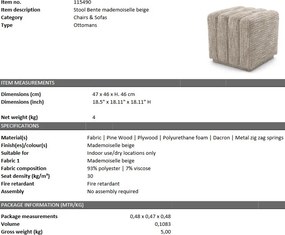 Taburete design LUX Bente, bej mademoiselle 115490 HZ