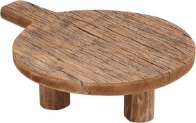 Platou rotund de servire din lemn reciclat, H5 cm