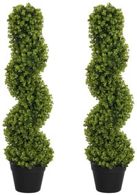 HOMCOM Set de 2 plante decorative, Plante artificiale în ghiveci, Plante artificiale pentru casă, interior, exterior, 90 cm, Verde | Aosom Romania