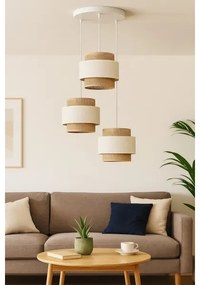 Lustră pe cablu BOHO 3xE27/60W/230V crem/iută