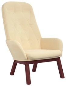 341227 vidaXL Scaun de relaxare, alb crem, catifea