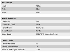 Lustra LUX Cristal Swarovski Spectra, Galaxy Gold plated, 100x70cm
