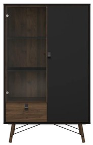 Vitrină Rain, negru mat / nuc