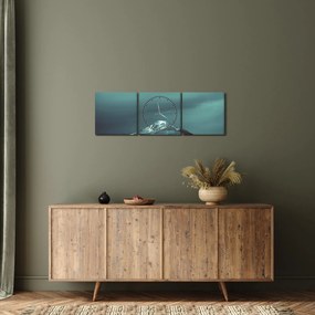 Tablou cu munți (cu ceas) (90x30 cm)