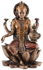 Mini statueta zeita Hindusa Lakshmi, finisaj bronz, 5x8 cm