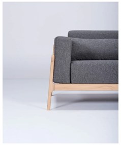 Canapea cu structură din lemn de stejar Gazzda Fawn, 180 cm, gri închis