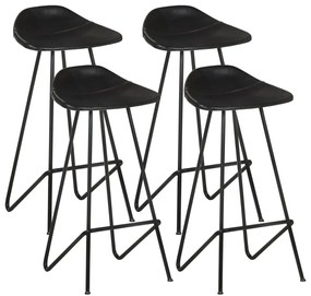 vidaXL Scaune de bar, 4 buc., negru, piele naturală