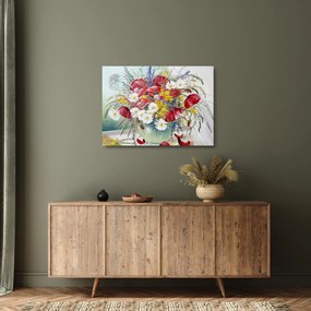 Tablou pe sticlă - Vază cu flori sălbatice (70x50 cm)