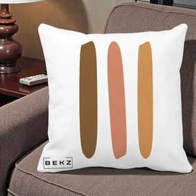 Perna Decorativa Abstract Linii Terracotta, 40x40 cm, Alba Mata, Husa Detasabila, Perna Inclusa, BEKZ®