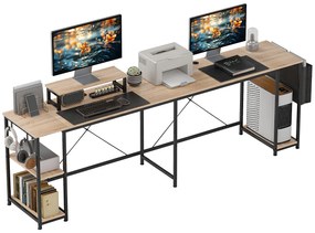 HOMCOM Birou de colț modular reversibil 168-240 cm stil industrial, raft reglabil, sac de depozitare, suport pentru ecran | Aosom Romania