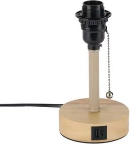 Brilagi - Lampă de masă TABLON cu port USB 1xE27/25W/230V stejar/bej/alb
