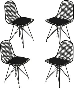 Set 4 scaune metal, Dining Homs, negru 80 x 42 x 45 cm