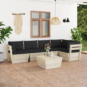 3063571 vidaXL Set mobilier grădină din paleți cu perne, 6 piese, lemn molid